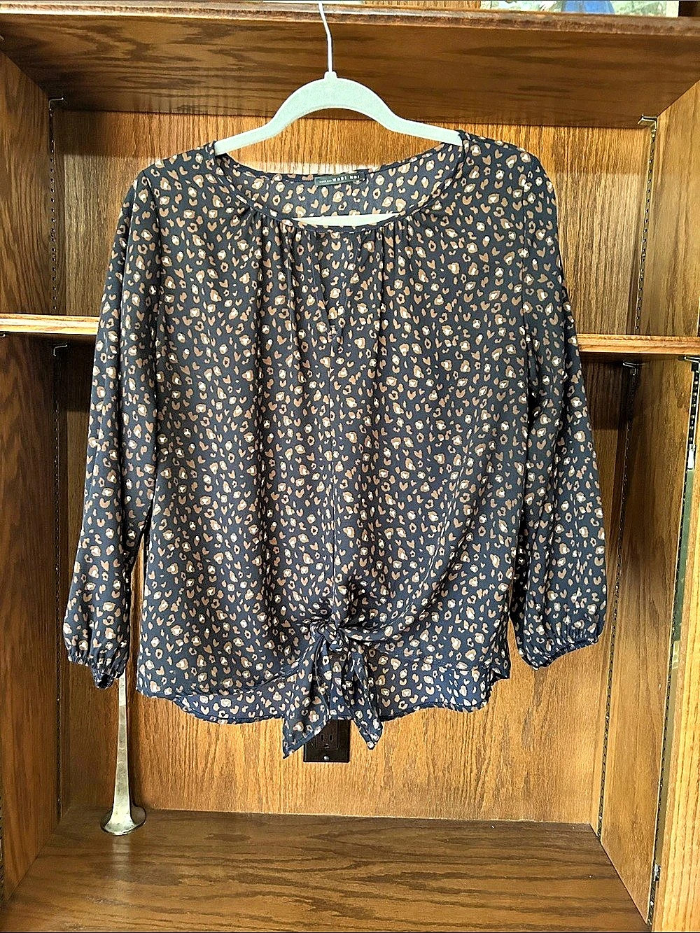 West Kei Floral Long Sleeve Blouse in Navy & Brown